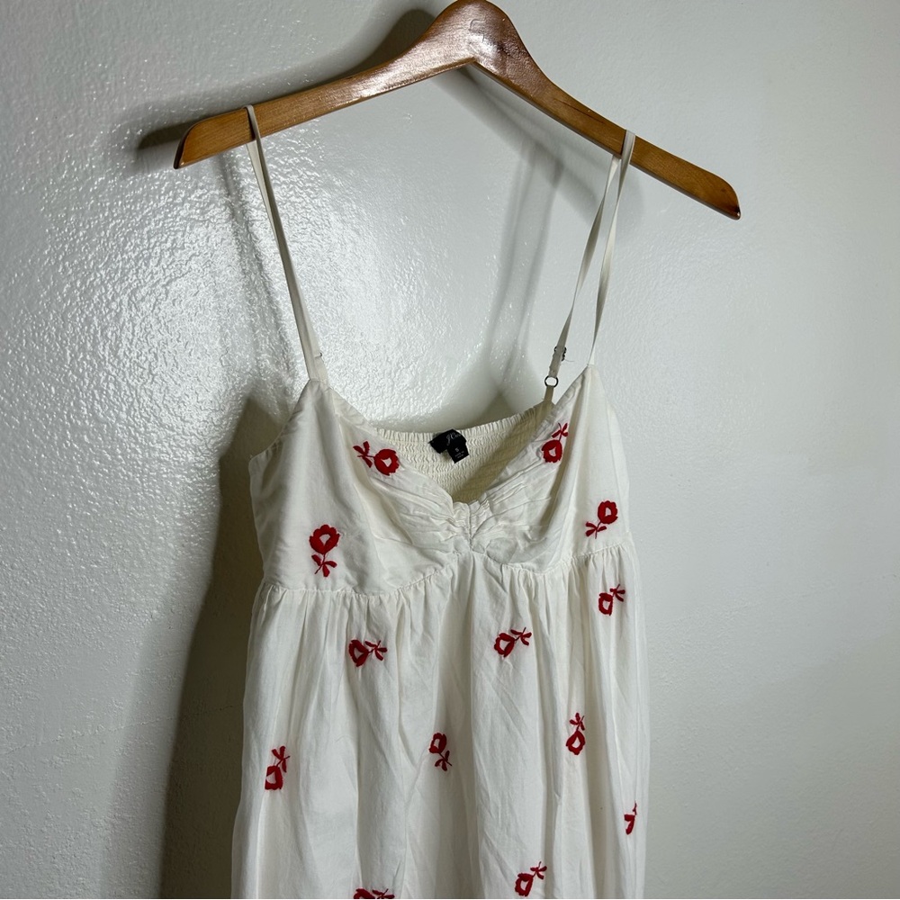J. Crew Embroidered Beach Maxi Dress White Red 100% Cotton Size Small - Picture 6 of 13